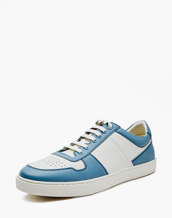 175-4132011-7102M Полуботинки для активного отдыха мужские нат.кожа/нат.кожа бел-синий, Mascotte