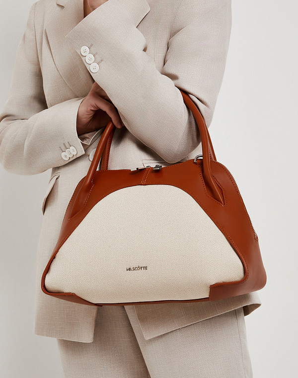 646-6125-2408 Сумка женская текстиль-и.кожа/текстиль беж-рыж, S, Mascotte