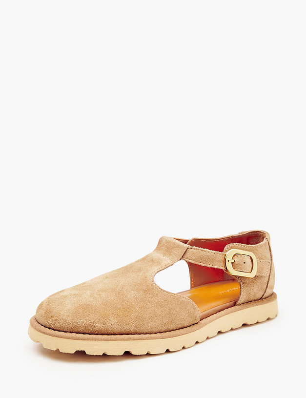 Бежевые велюровые женские сандалии MASCOTTE 22-4120813-2210M | ракурс 2 Бежевые велюровые женские сандалии MASCOTTE 22-4120813-2210M | ракурс 2