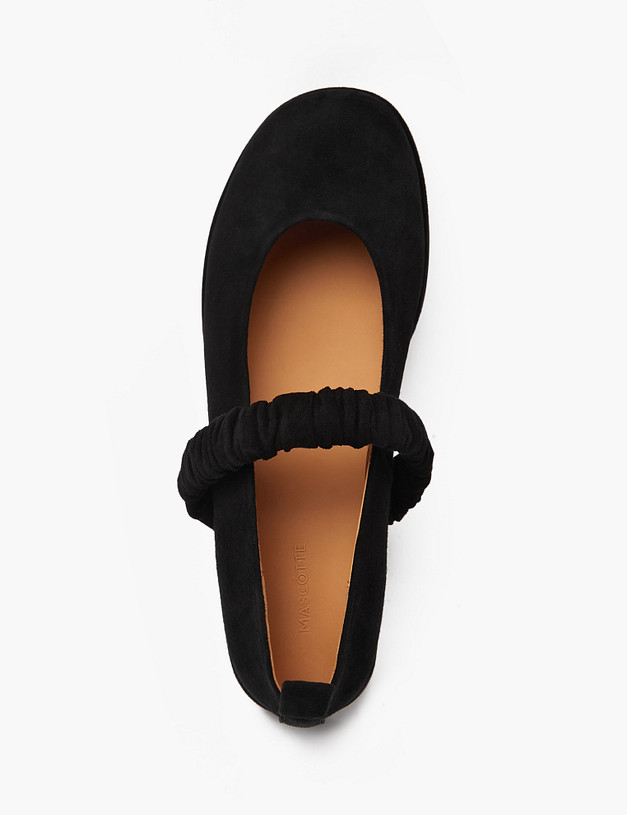 Черные женские велюровые балетки MASCOTTE 126-414812-3605M | ракурс 4