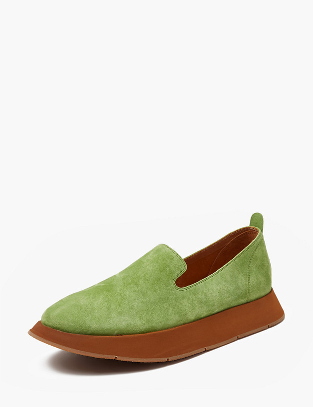 Зеленые женские велюровые слипоны MASCOTTE 172-3201315-4638M | ракурс 4