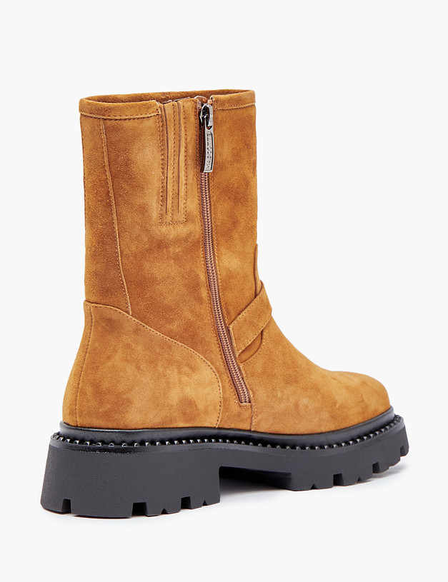 Рыжие велюровые женские ботинки MASCOTTE 233-3201722-3667M | ракурс 3