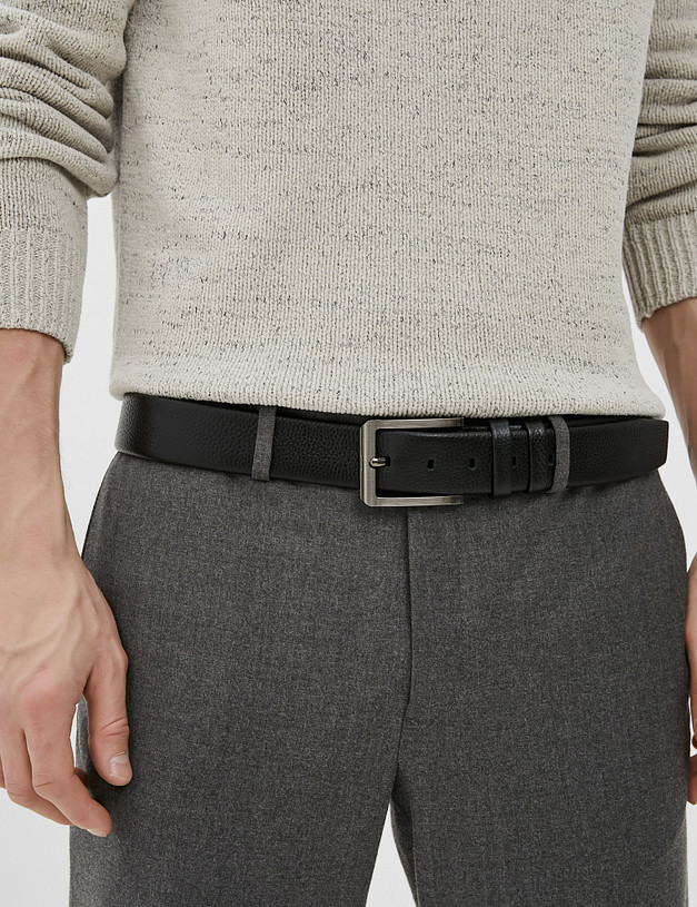 Черный мужской ремень из кожи MASCOTTE 727-0247-102 | ракурс 1