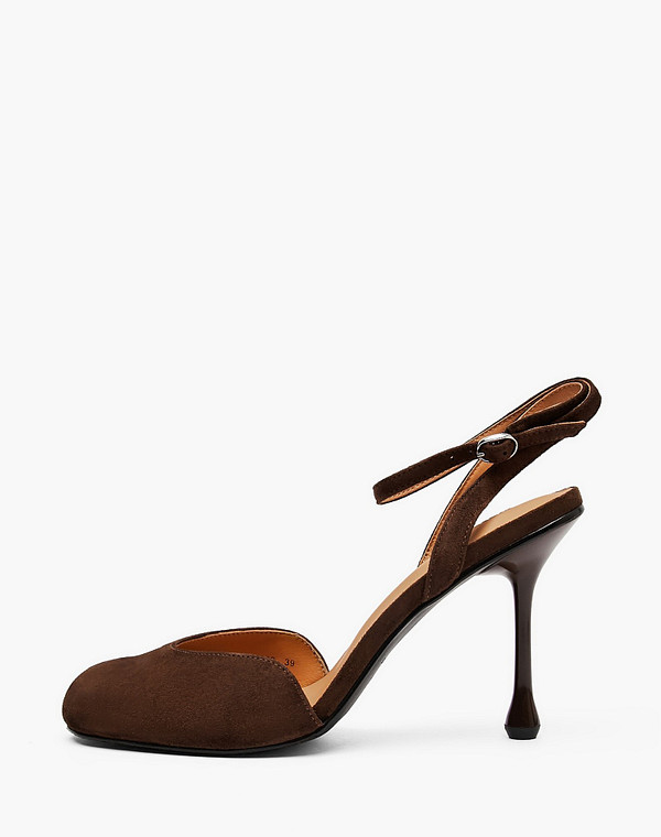 234-613311-0609 Туфли летние женские велюр/нат.кожа темн-коричн, Mascotte