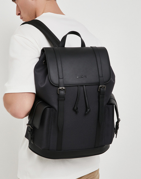 604-5123-203 Рюкзак мужской текстиль-и.кожа/текстиль темн-синий-черн, L, Mascotte