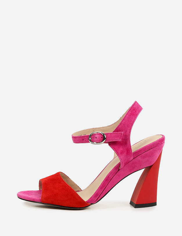Яркие велюровые босоножки красно-розового оттенка MASCOTTE 09-1101111-0606 | ракурс 2