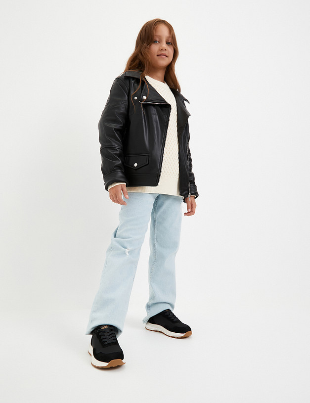 Черные кроссовки для девочек MASCOTTE 234-320621-0202 | ракурс 2