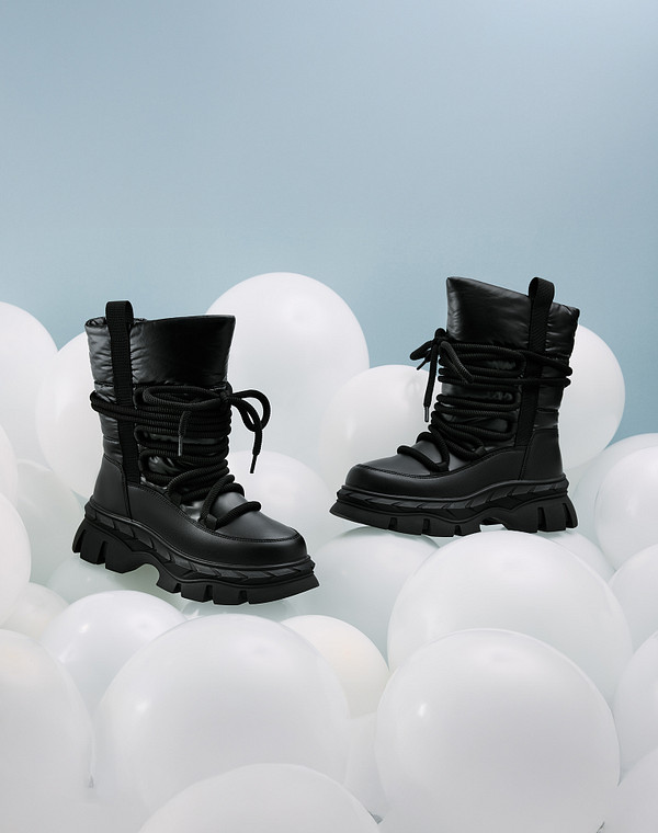 98-524651-0202 Полусапоги девичьи текстиль-и.кожа/шерсть черн, Mascotte JUNIOR