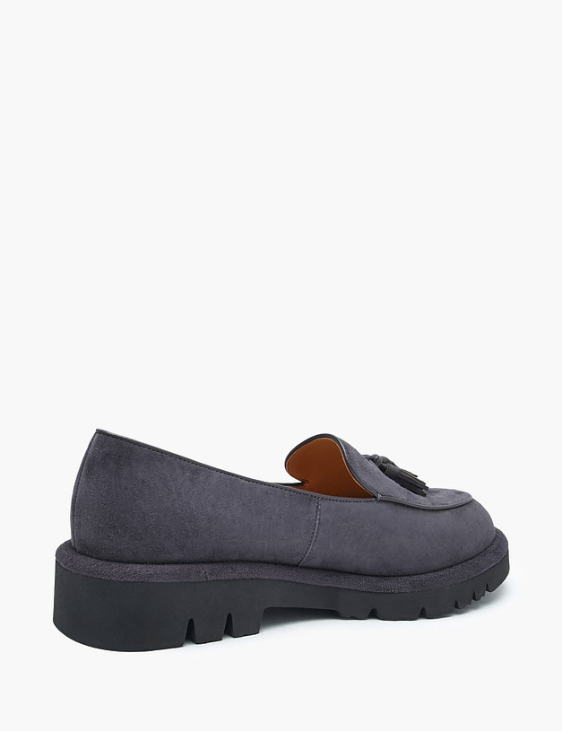 Серые женские лоферы из велюра MASCOTTE 126-522112-3656M | ракурс 3