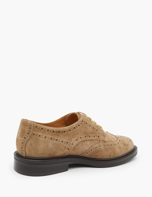 Бежевые женские броги из велюра MASCOTTE 22-1101111-3671M | ракурс 3 Бежевые женские броги из велюра MASCOTTE 22-1101111-3671M | ракурс 3