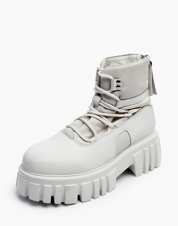 234-224921-0601 Ботинки женские кож.спилок-текстиль/ворсин бел, Mascotte