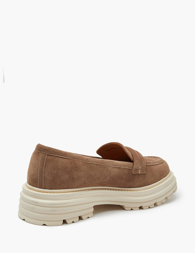 Бежевые женские лоферы из велюра MASCOTTE 233-410611-3671M | ракурс 3