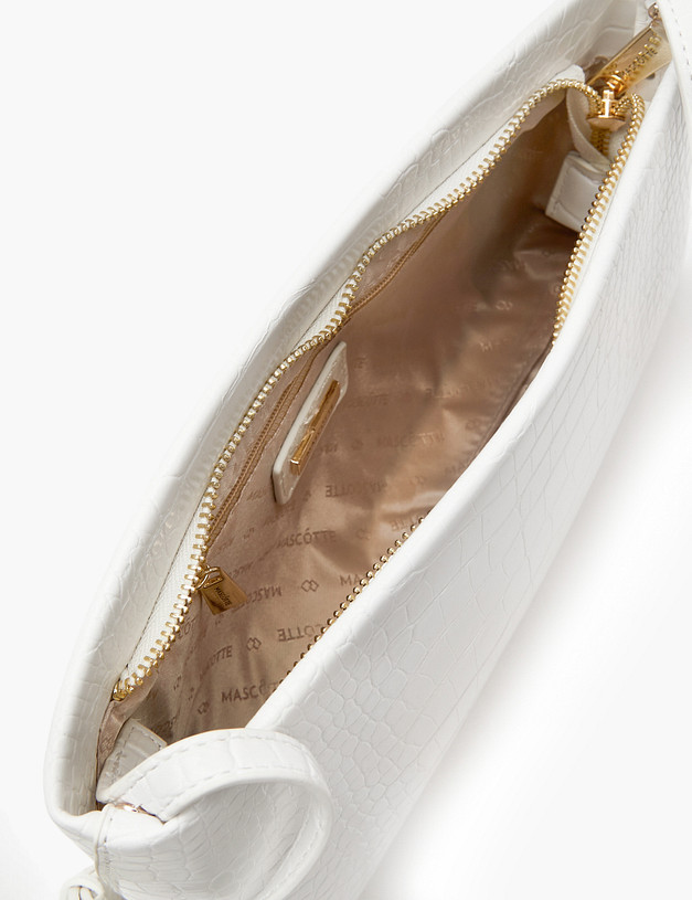 Белая женская сумка с тиснением под рептилию MASCOTTE 647-4114-601 | ракурс 4