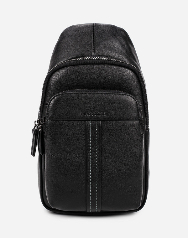 604-1120-102 Сумка мужская нат.кожа-и.кожа/текстиль черн, M, Mascotte