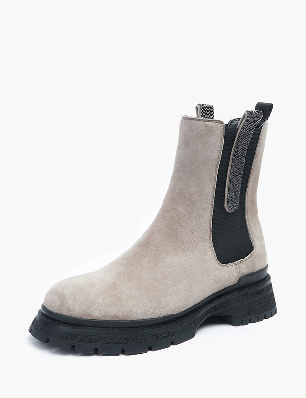 Бежевые женские челси из велюра MASCOTTE 126-220922-0608 | ракурс 2