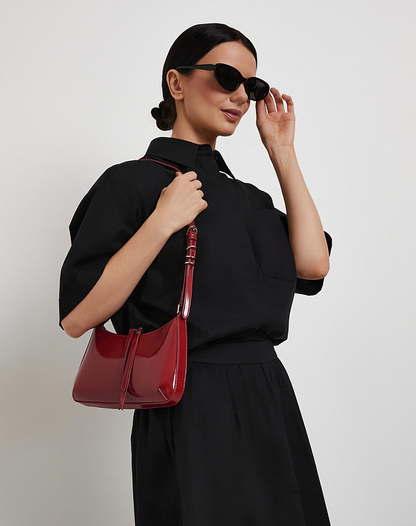 652-6101-605 Сумка женская и.лак/текстиль красн, S, Mascotte