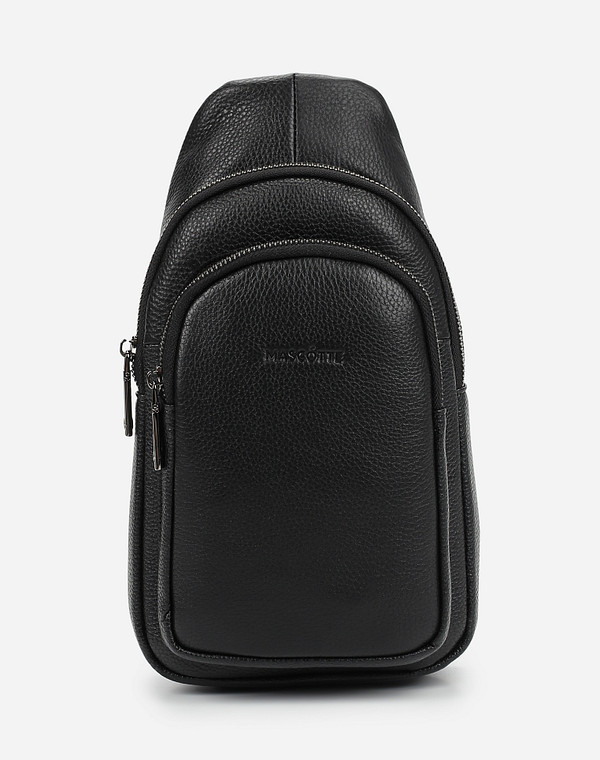 604-1101-102 Сумка мужская нат.кожа-и.кожа/текстиль черн, M, Mascotte