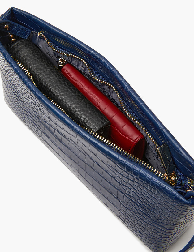 Синяя женская сумка с тиснением под рептилию MASCOTTE 647-4114-603 | ракурс 7