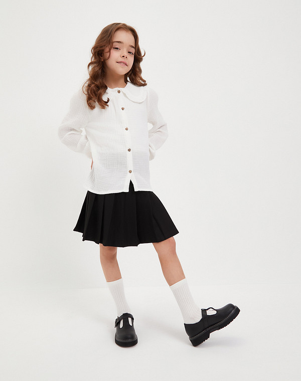 250-411021-0602 Туфли девичьи кож.спилок/текстиль черн, Mascotte JUNIOR