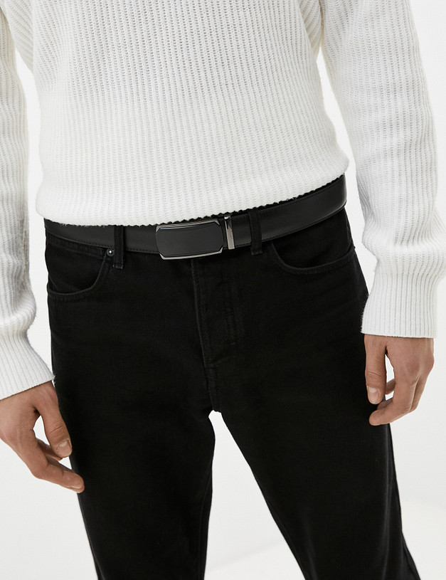 Черный мужской ремень MASCOTTE 727-1218-602 | ракурс 1