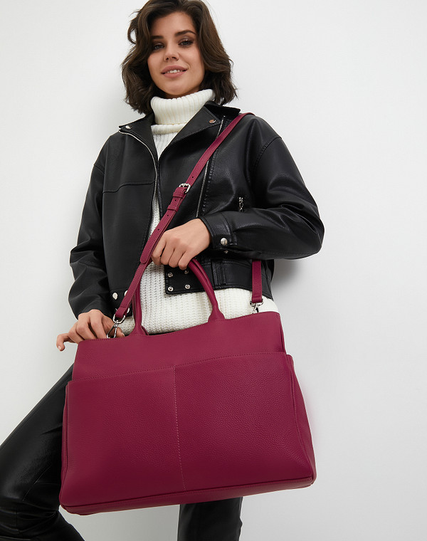 660-3201-106 Сумка женская нат.кожа-и.кожа/текстиль фуксия, L, Mascotte