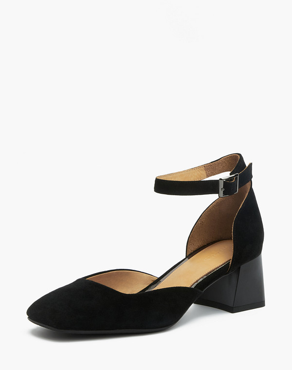 175-3182614-3605M Туфли летние женские велюр/нат.кожа черн, Mascotte