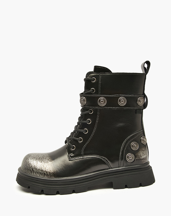 234-522722-0602 Ботинки девичьи кож.спилок/ворсин черн, Mascotte JUNIOR