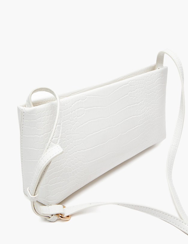 Белая женская сумка с тиснением под рептилию MASCOTTE 647-4114-601 | ракурс 3