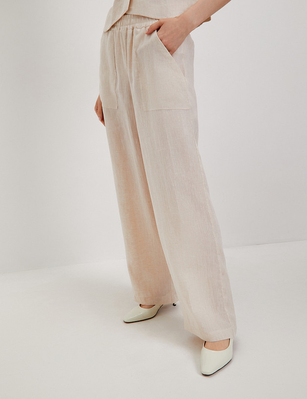 Бежевые льняные женские брюки MASCOTTE 790-4101-2708 | ракурс 5