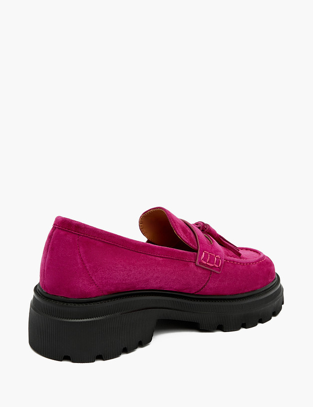 Женские велюровые лоферы цвета фуксии MASCOTTE 233-210911-4616M | ракурс 3