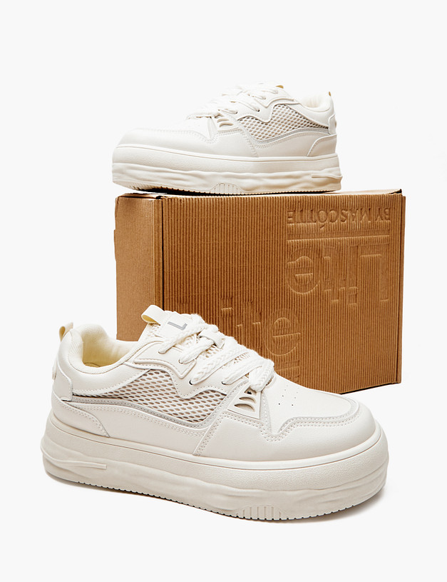 Молочные женские кеды с сетчатыми вставками MASCOTTE 64-410921-0601 | ракурс 7