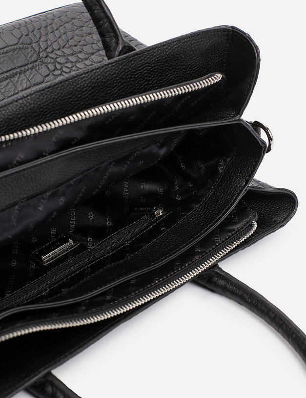 Черная женская сумка под рептилию MASCOTTE 660-1203-102 | ракурс 4