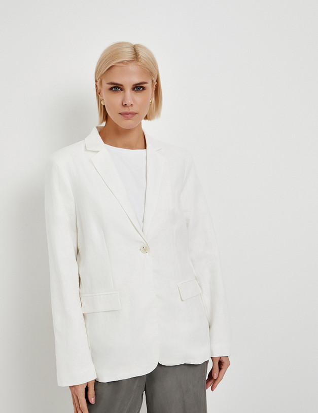 Молочный женский льняной жакет MASCOTTE 973-5120-2701 | ракурс 1