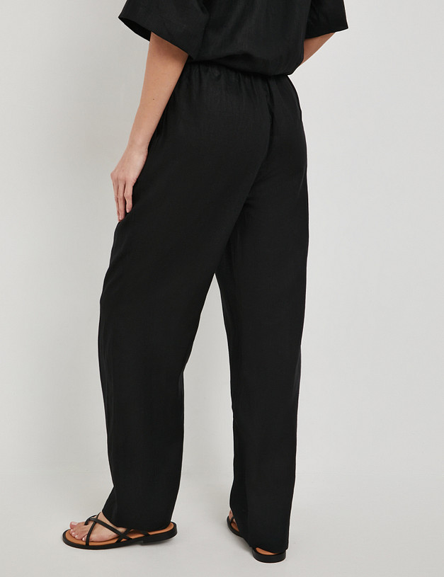 Черные женские брюки из льна MASCOTTE 973-5123-2702 | ракурс 6