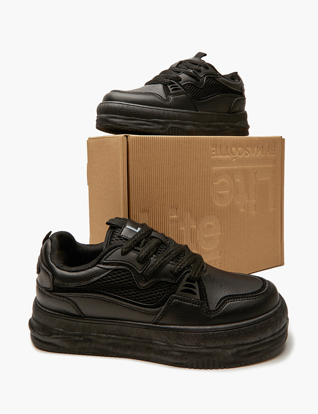 Черные женские кеды с сетчатыми вставками MASCOTTE 64-410921-0602 | ракурс 6 Черные женские кеды с сетчатыми вставками MASCOTTE 64-410921-0602 | ракурс 6