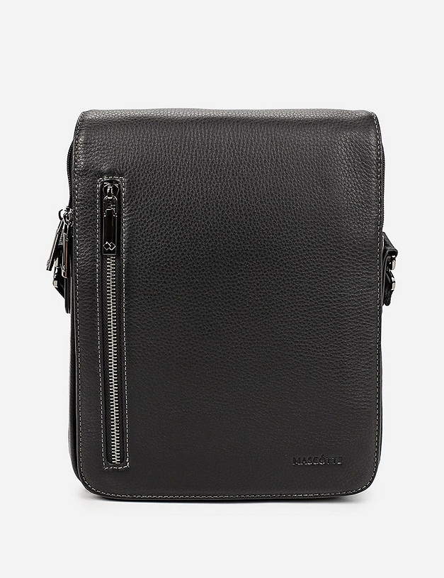 Черная кожаная мужская сумка MASCOTTE 622-0116-0102 | ракурс 2