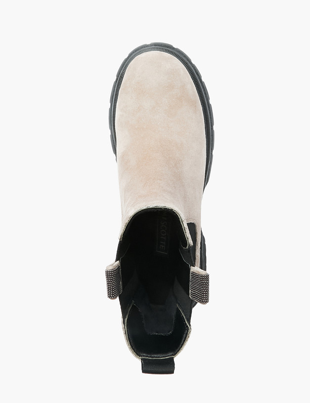 Бежевые женские челси из велюра MASCOTTE 126-220922-0608 | ракурс 4