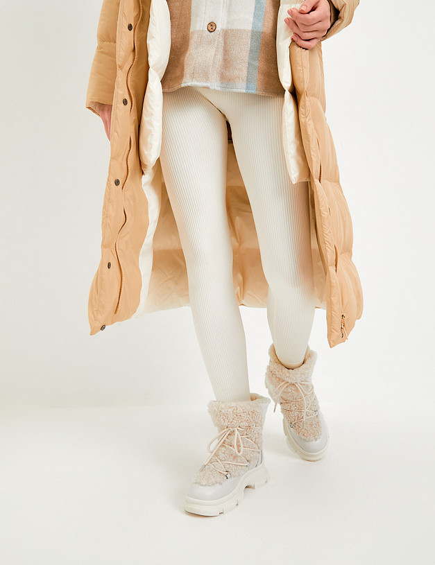 Белые женские ботинки на меху MASCOTTE 233-3201938-7102M | ракурс 7