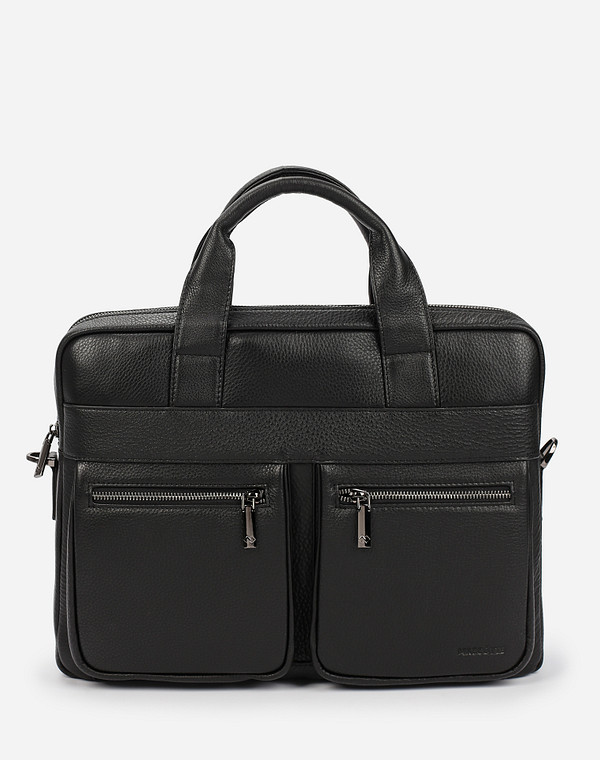 622-1214-102 Сумка мужская нат.кожа/текстиль черн, L, Mascotte