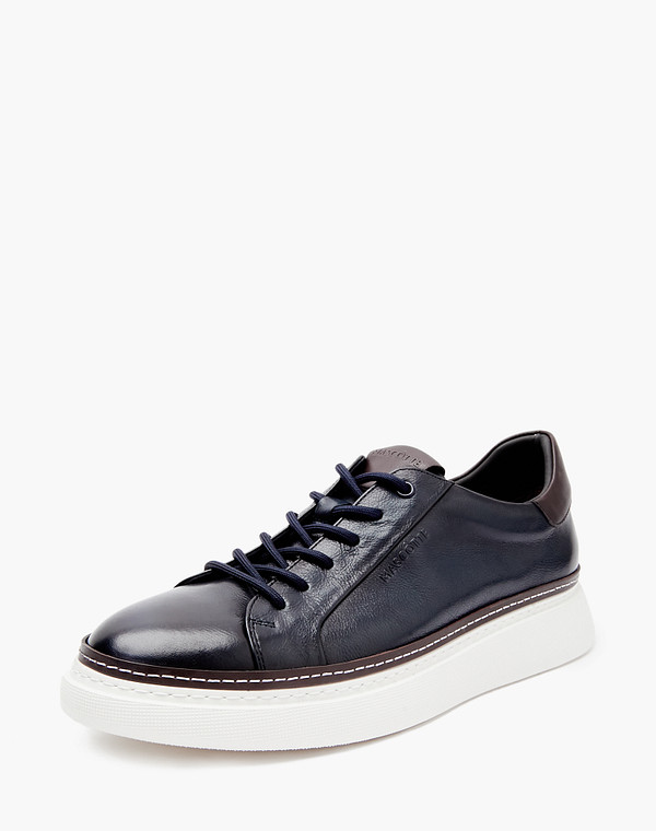 128-418721-0103 Полуботинки для активного отдыха мужские нат.кожа/текстиль-нат.кожа синий-корич, Mascotte