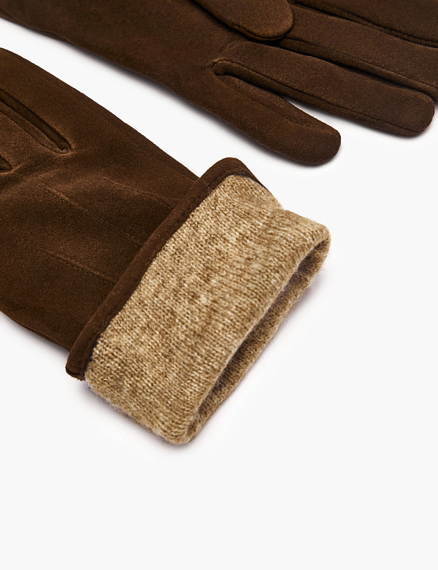 Коричневые женские перчатки из натурального велюра MASCOTTE 709-5222-0609 | ракурс 3
