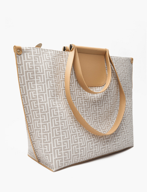 Бежевая женская сумка с принтом MASCOTTE 602-2102-601 | ракурс 3