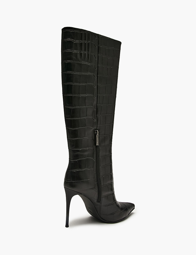 Черные женские сапоги с тиснением MASCOTTE 175-5281022-0102 | ракурс 3