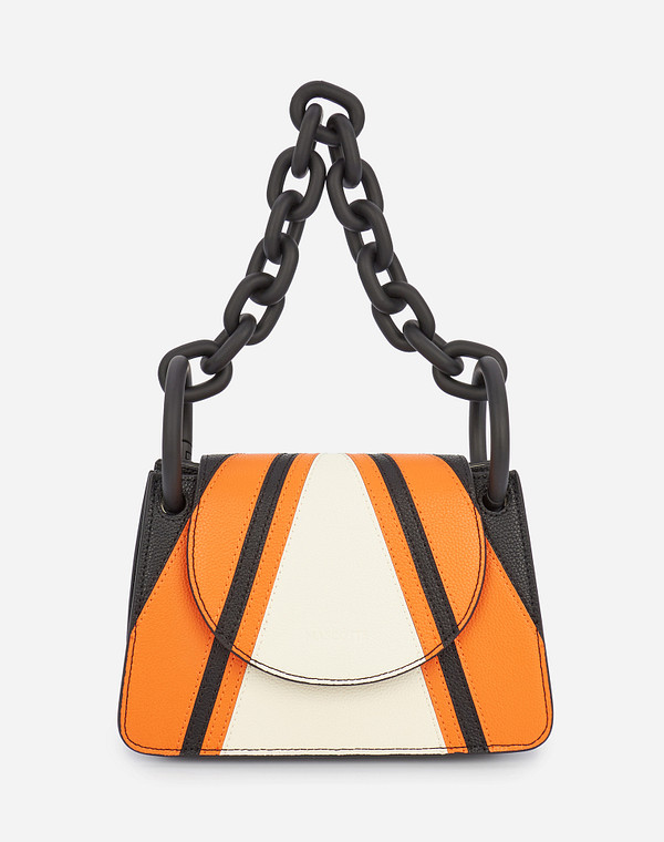 642-1212-613 Сумка женская кож.спилок/и.кожа-текстиль черн-рыж, S, Mascotte