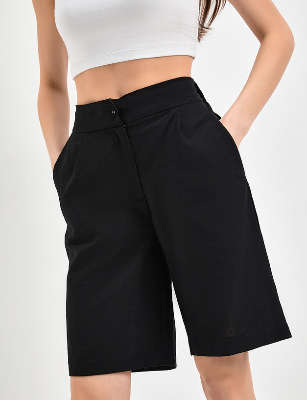 Женские шорты с защипами из смесового льна  MASCOTTE 790-3119-2702 | ракурс 4