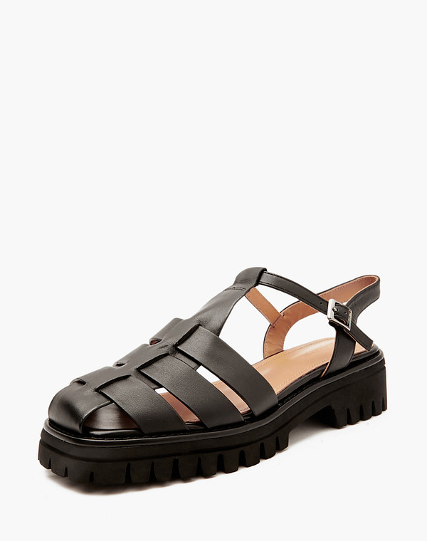 233-4123911-7101M Туфли летние женские нат.кожа/нат.кожа черн, Mascotte