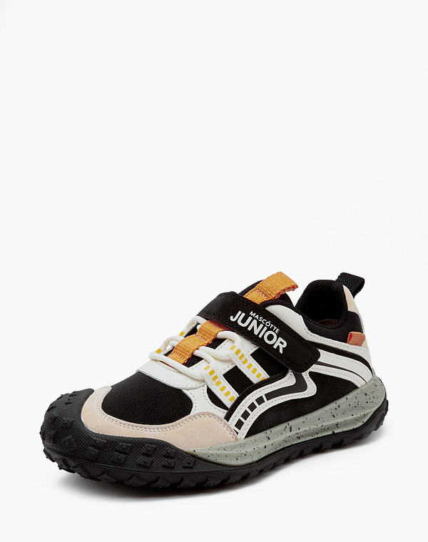 98-411621-0202 Полуботинки мальч./девич. текстиль-и.кожа/текстиль черн-молочн, Mascotte JUNIOR