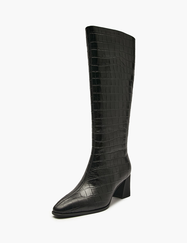 Черные женские сапоги с тиснением MASCOTTE 233-5282822-0102 | ракурс 2