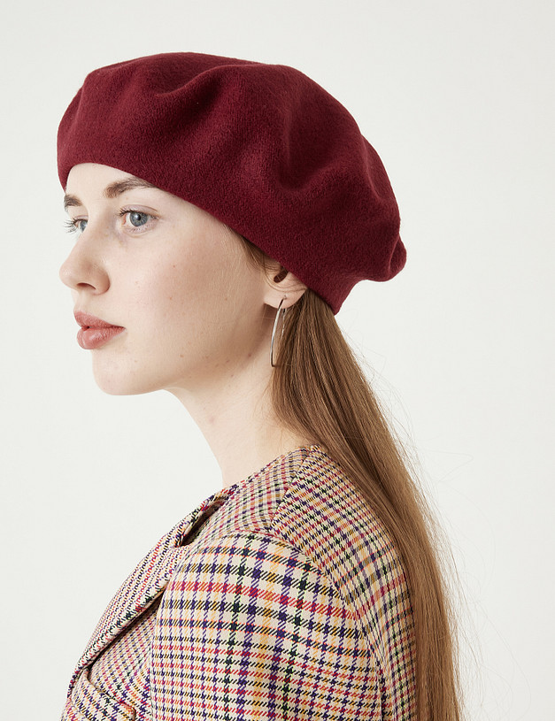 Бордовый шерстяной женский берет MASCOTTE 781-9214-505 | ракурс 1