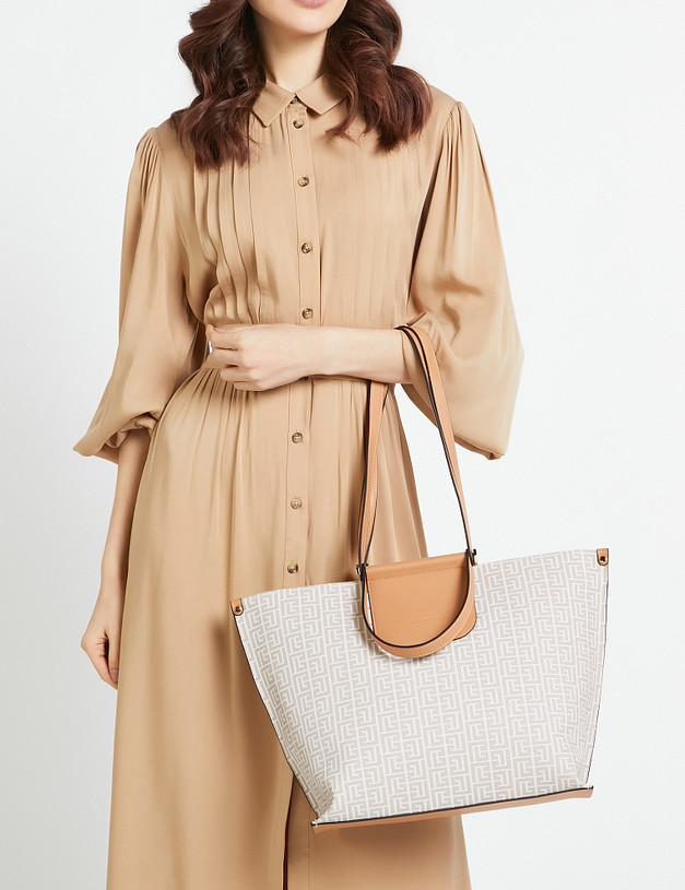 Бежевая женская сумка с принтом MASCOTTE 602-2102-601 | ракурс 1